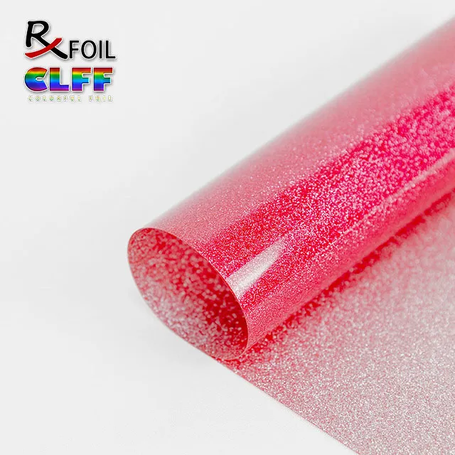 0.3MM Rose Red Glitter PU HTV